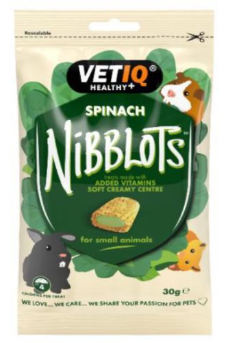 Mark&Chappell VetIQ Nibblots Spinach - spenótos falatkák kisállatoknak  30 g