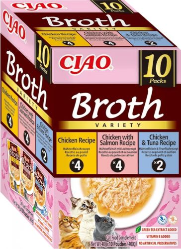 Inaba Cat Ciao Broth Variety - csirke, csirke-lazac, csirke-tonhal 10 x 40 g