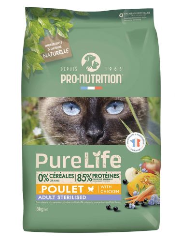 Pro-Nutrition PureLife Cat Adult Sterilised Chicken 8 kg