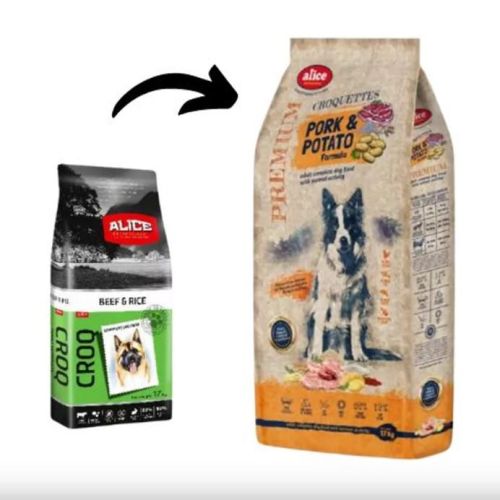 Alice Professional Croquettes Pork&Potato - szárazeledel kutyák számára 17+1 kg  18 kg