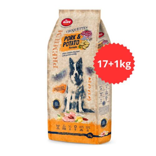 Alice Professional Croquettes Pork&Potato - szárazeledel kutyák számára 17+1 kg  18 kg