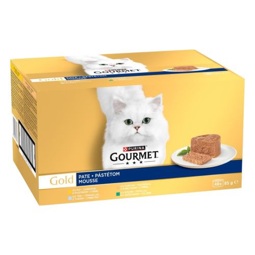 Gourmet Gold Pástétom Mousse Mix - csirke, pulyka, tonhal, nyúl 48 x  85 g