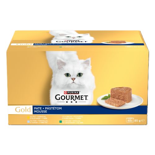 Gourmet Gold Pástétom Mousse Mix - csirke, pulyka, tonhal, nyúl 48 x  85 g