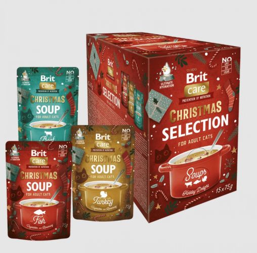 Brit Care Cat Christmas Selection Soups - karácsonyi leves-válogatás macskák számára 15 x  75 g
