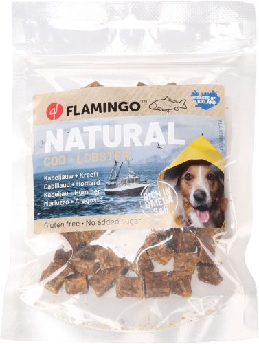 Flamingo jutalomfalat - Natural Snack tőkehalas és homáros kockák  75 g