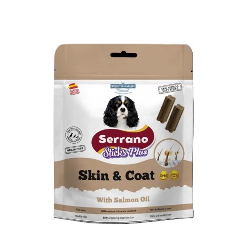 Mediterranean Natural Serrano Sticks Plus Skin & Coat - funkcionális jutalomfalat kutyák számára 110 g