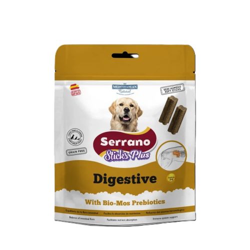 Mediterranean Natural Serrano Sticks Plus Digestive - funkcionális jutalomfalat kutyák számára 110 g