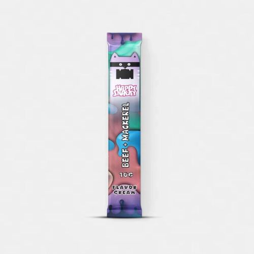 Happy Snacky Cat Flavor Cream Beef + Mackerel - krémes jutalomfalat macskák számára 4 x 10 g