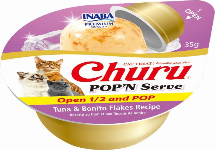 Inaba Cat Ciao Churu Pop'n Serve Tuna & Bonito Flakes - tonhal-bonito 2 x 35 g