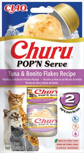Inaba Cat Ciao Churu Pop'n Serve Tuna & Bonito Flakes - tonhal-bonito 2 x 35 g