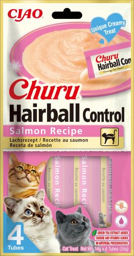 Inaba Cat Ciao Churu Hairball Control Salmon - lazac 4 x 14 g