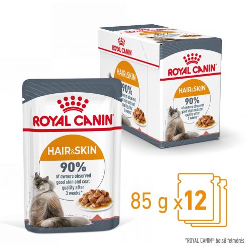 Royal Canin Hair & Skin Care - szószos nedves táp felnőtt macskák részére a szebb szőrzetért és az egészséges bőrért 12 x  85 g