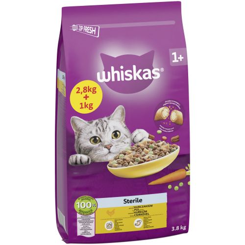 Whiskas szárazeledel Sterile csirkével  2.8+1 kg