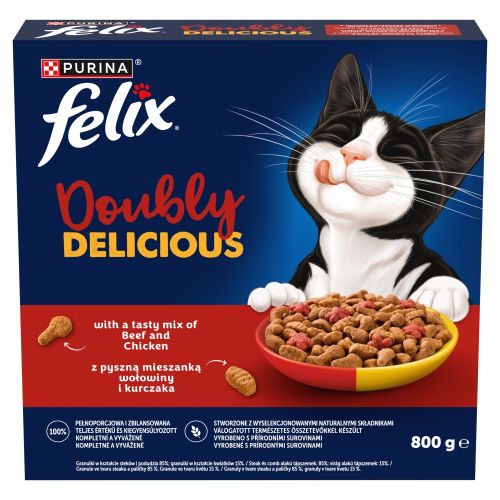 Felix Doubly Delicious - szárazeledel marha és csirke keverékével, céklával macskák számára 800 g