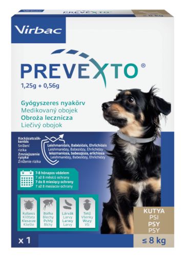 PreveXto 1,25 g + 0,56 g gyógyszeres nyakörv 8 kg alatti kutyáknak  1 db