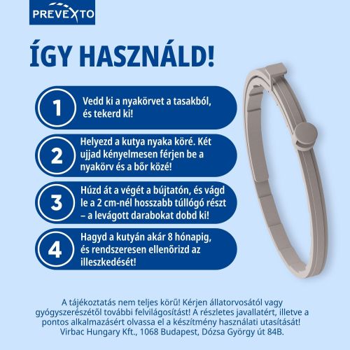 PreveXto 4,50 g + 2,03 g gyógyszeres nyakörv 8 kg feletti kutyáknak  1 db