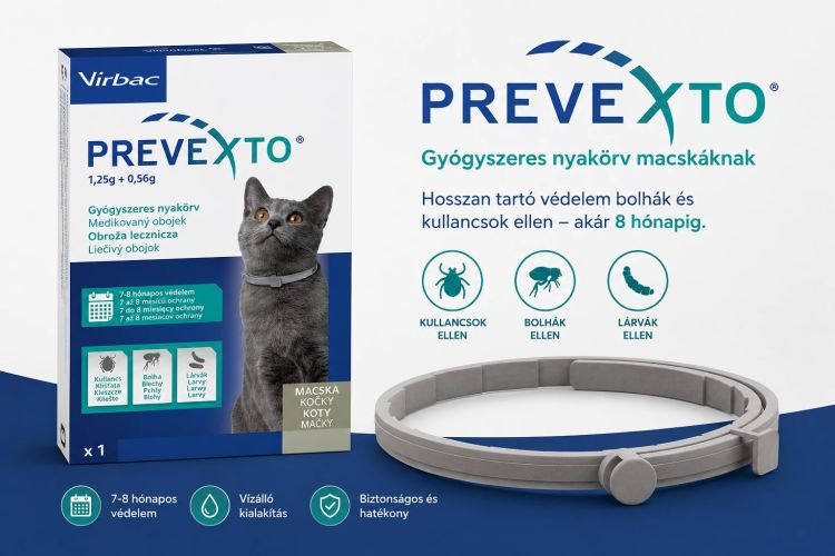 PreveXto 1,25 g + 0,56 g gyógyszeres nyakörv macskáknak  1 db