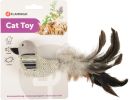 Flamingo szürke játékmadár tollakkal macskáknak  1 db