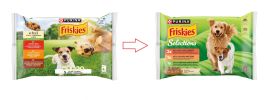 Friskies Selections - nedves eledel válogatás marhával és sárgarépával, csirkével és borsóval, báránnyal és zöldbabbal aszpikban 4 x 85 g