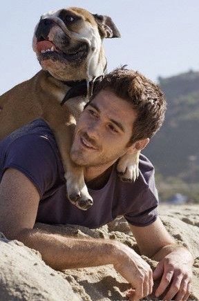 bulldog gazdája nyakában